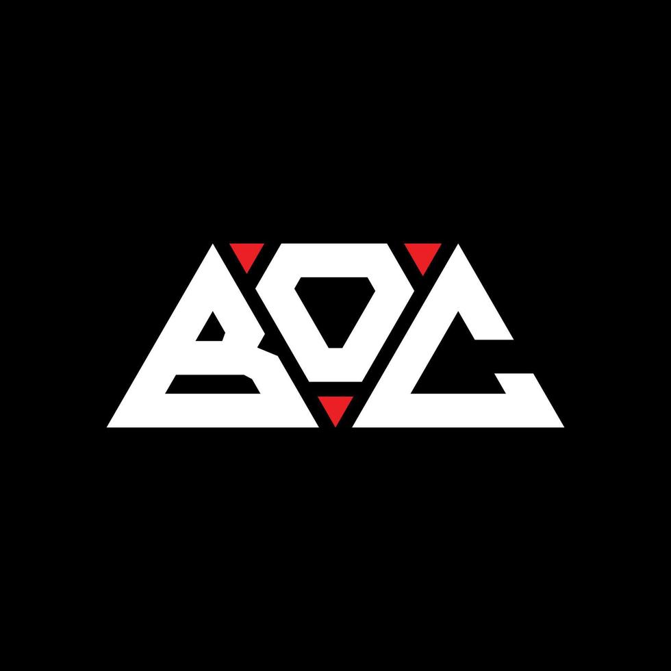 boc driehoek brief logo ontwerp met driehoekige vorm. boc driehoek logo ontwerp monogram. boc driehoek vector logo sjabloon met rode kleur. boc driehoekig logo eenvoudig, elegant en luxueus logo. boc