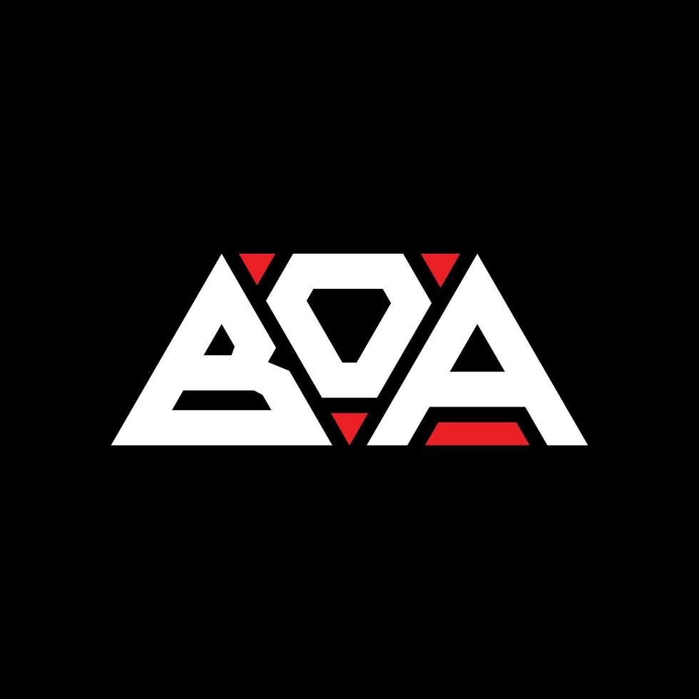 boa driehoek brief logo ontwerp met driehoekige vorm. boa driehoek logo ontwerp monogram. boa driehoek vector logo sjabloon met rode kleur. boa driehoekig logo eenvoudig, elegant en luxueus logo. boa