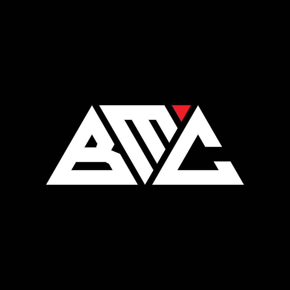 bmc driehoek brief logo ontwerp met driehoekige vorm. bmc driehoek logo ontwerp monogram. bmc driehoek vector logo sjabloon met rode kleur. bmc driehoekig logo eenvoudig, elegant en luxueus logo. bmc