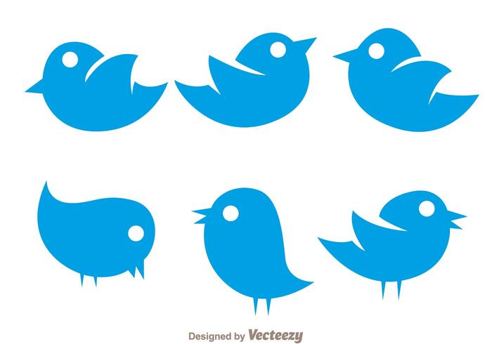 Vector eenvoudige twitter vogel iconen