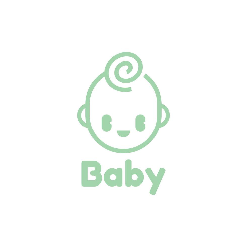 schattig baby hoofd eenvoudig logo vector