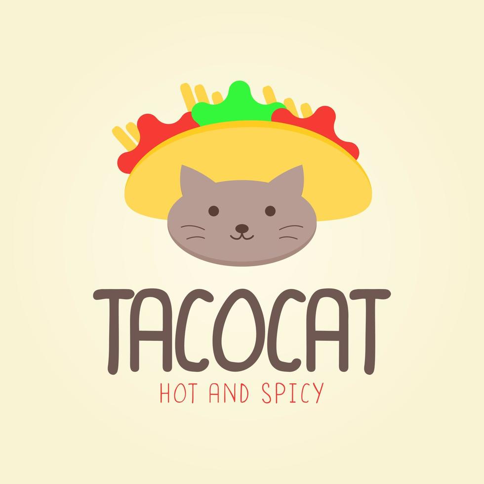 schattig en schattig taco kat vector illustratie ontwerp