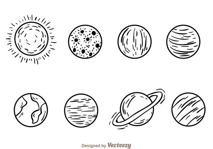Planeten Handgetekende Pictogrammen vector