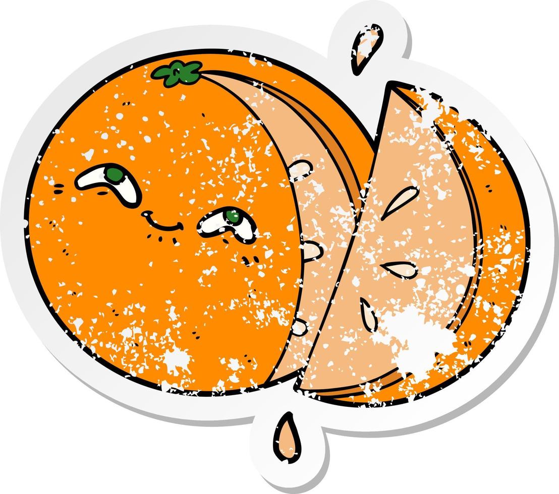 noodlijdende sticker van een tekenfilm oranje vector