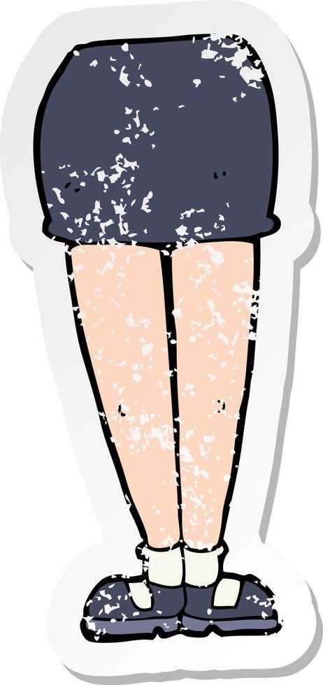 retro noodlijdende sticker van een cartoon vrouwelijke benen vector