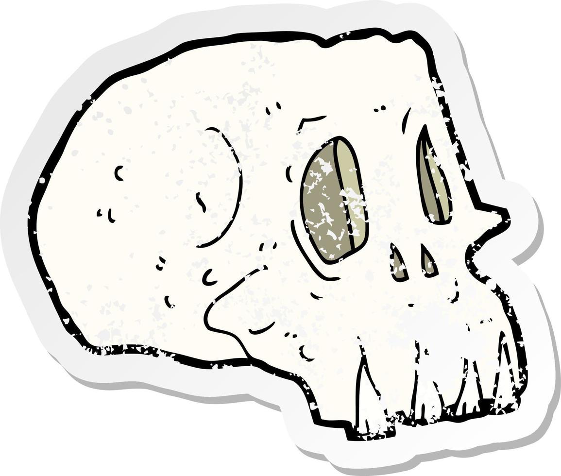 retro noodlijdende sticker van een cartoon spookachtige schedel vector
