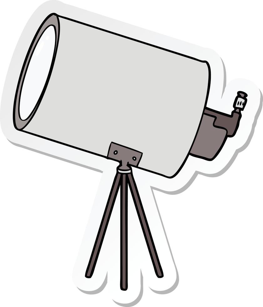 sticker van een cartoon grote telescoop vector