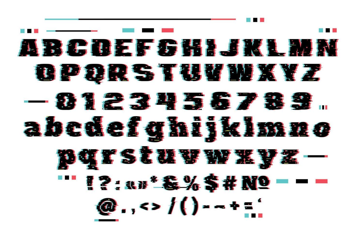 lettertype in glitch-stijl vector