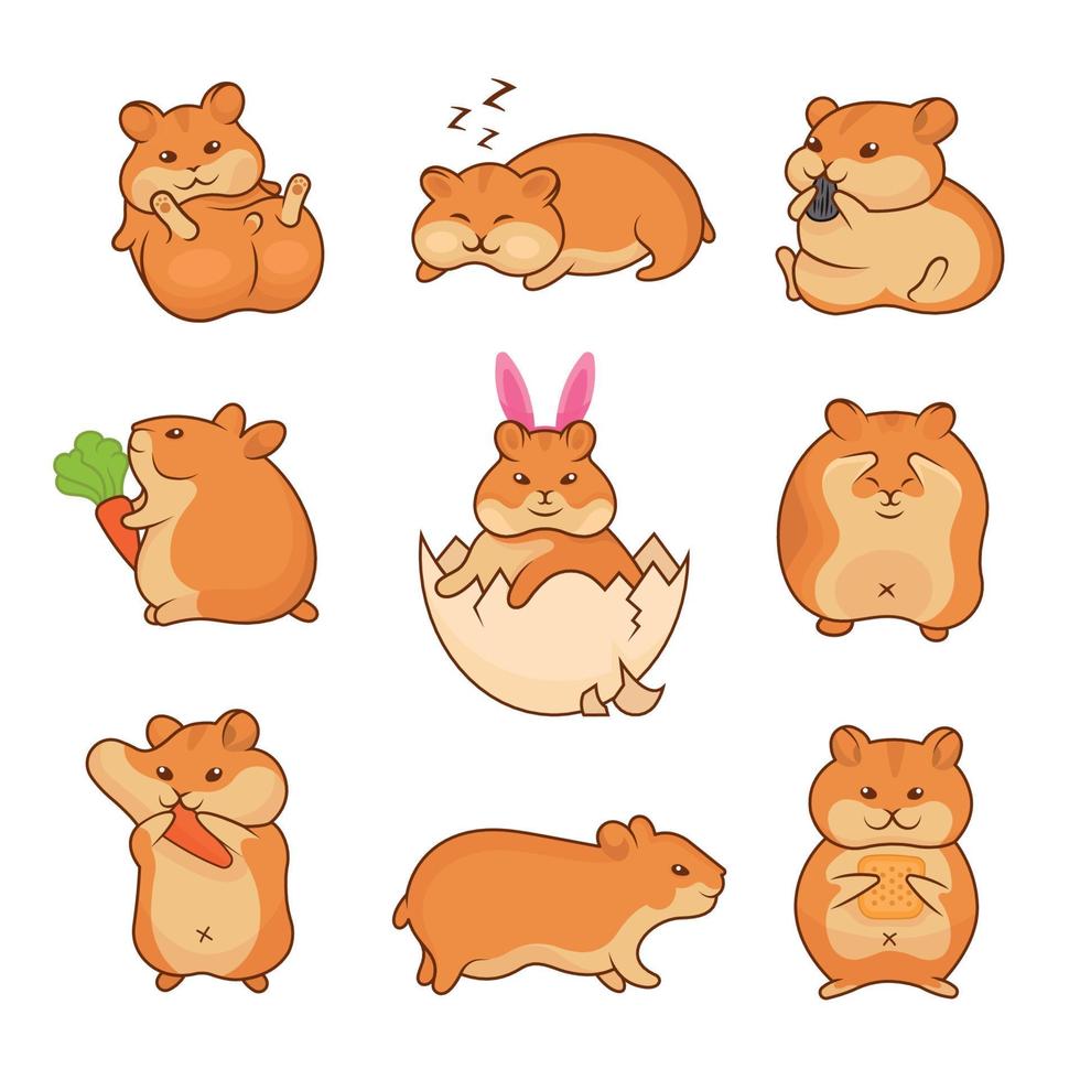 illustraties van gouden hamsters vector