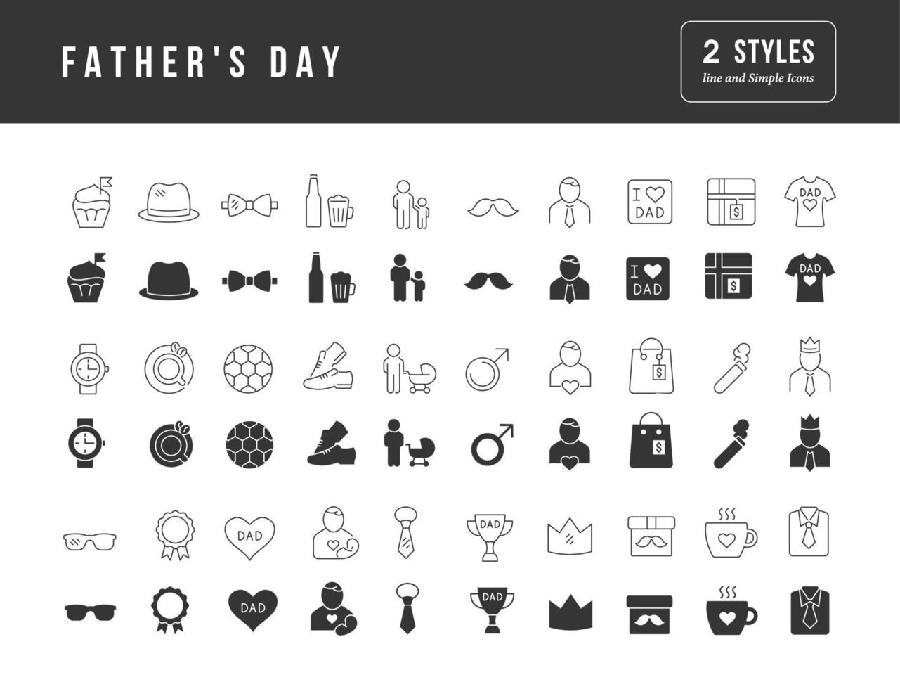 set van eenvoudige iconen van vaderdag vector