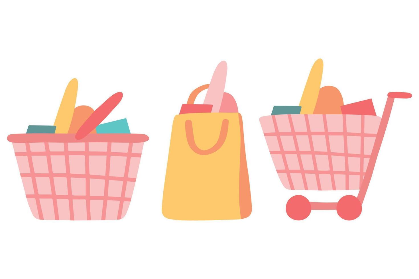 e-commerce winkelwagentjes pictogrammen in cartoon-stijl vector