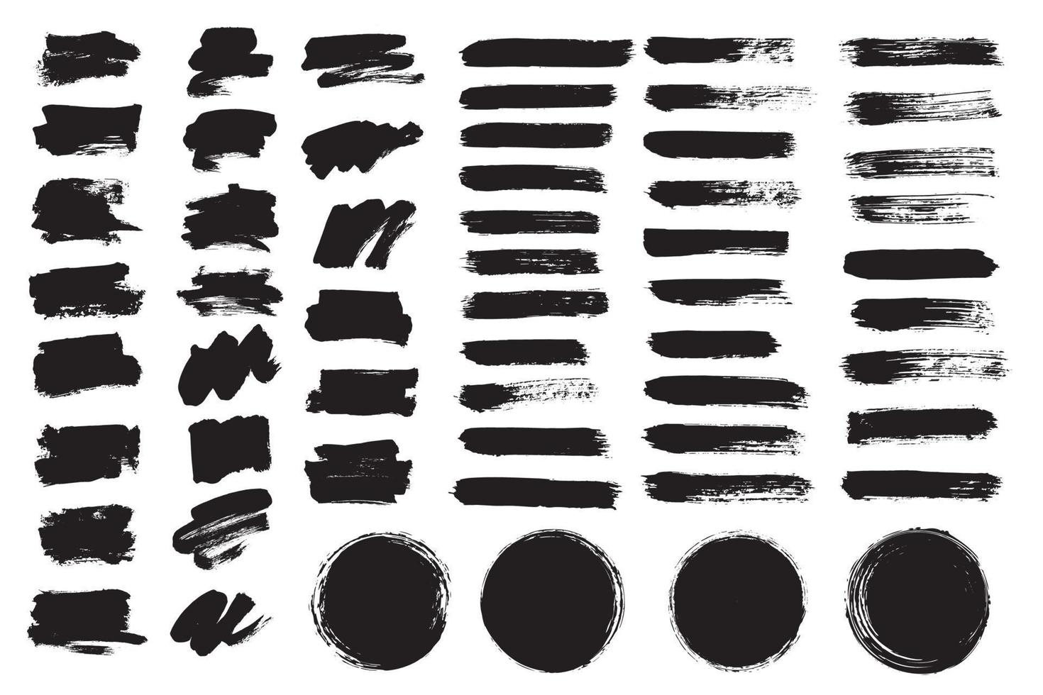 vector grunge penseel collectie. ronde vorm, tekstvak. zwarte verf penseelstreek.