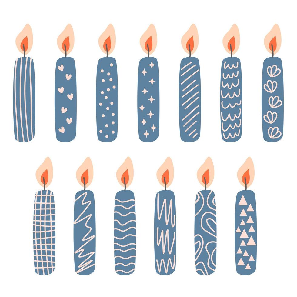 verjaardagskaarsen met brandende vlammen vector