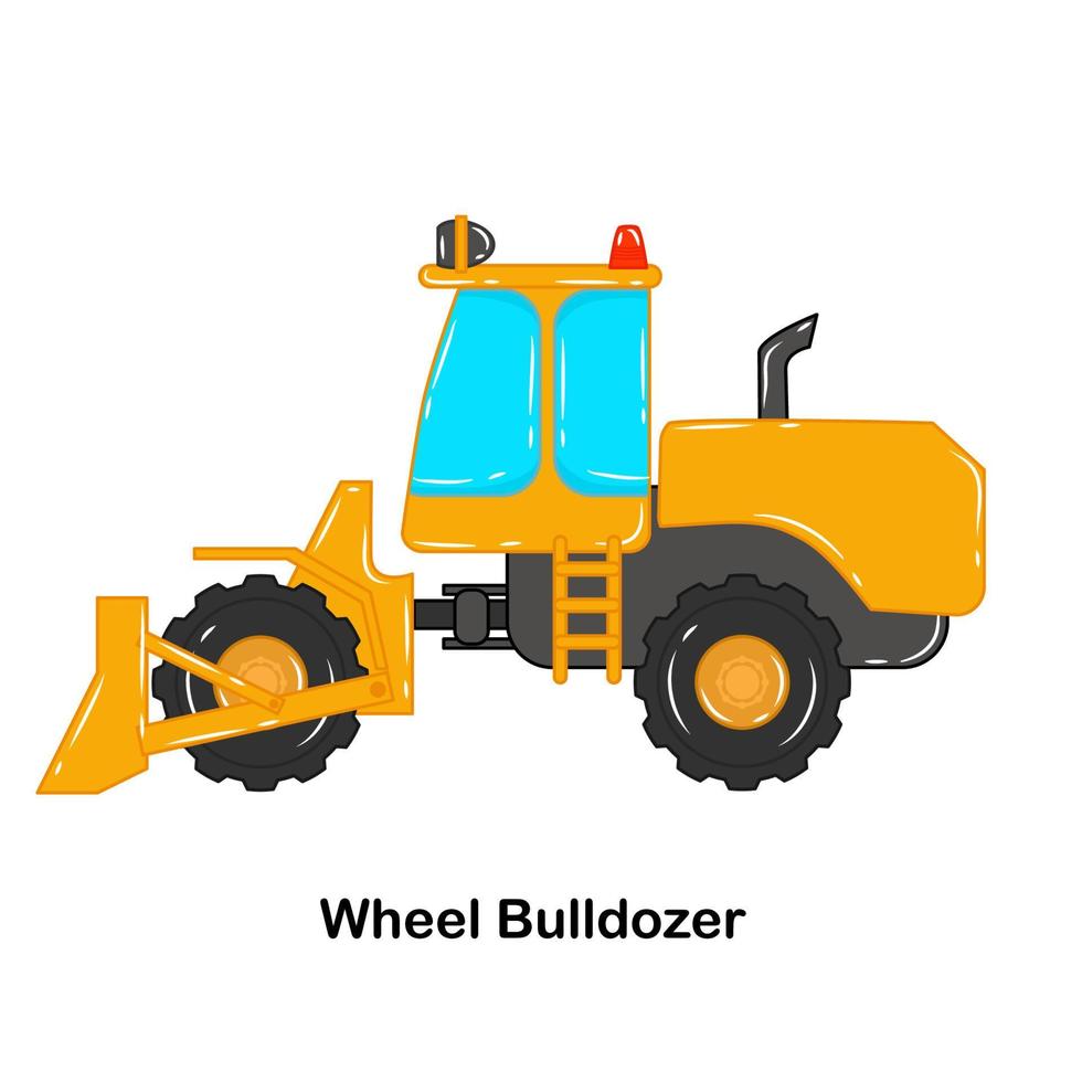 wiel bulldozer bouw voertuig vector