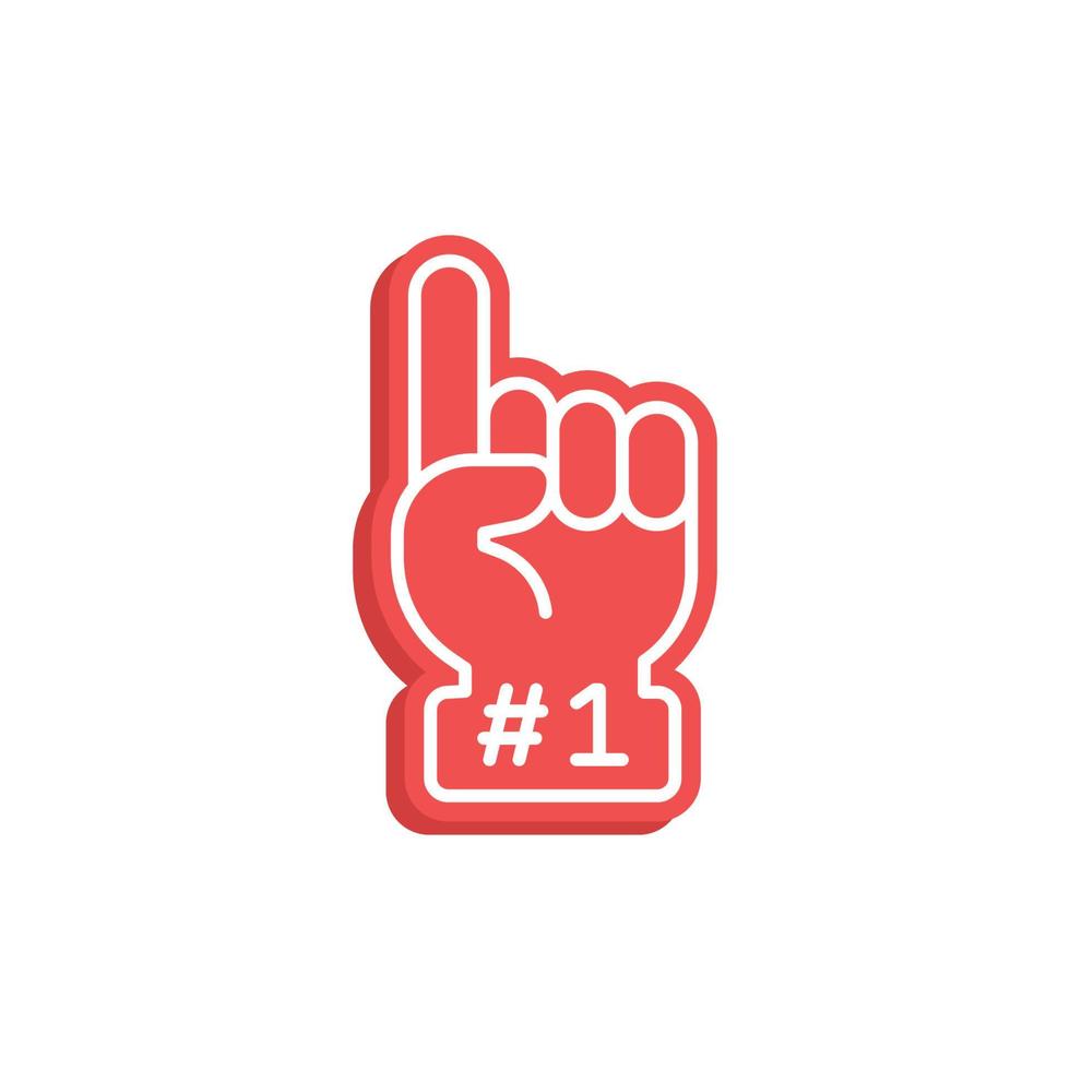 nummer 1 schuimhandschoen icoon. eenvoudige platte stijl. fan logo hand met vinger omhoog. vectorillustratie geïsoleerd op een witte achtergrond. eps 10. vector