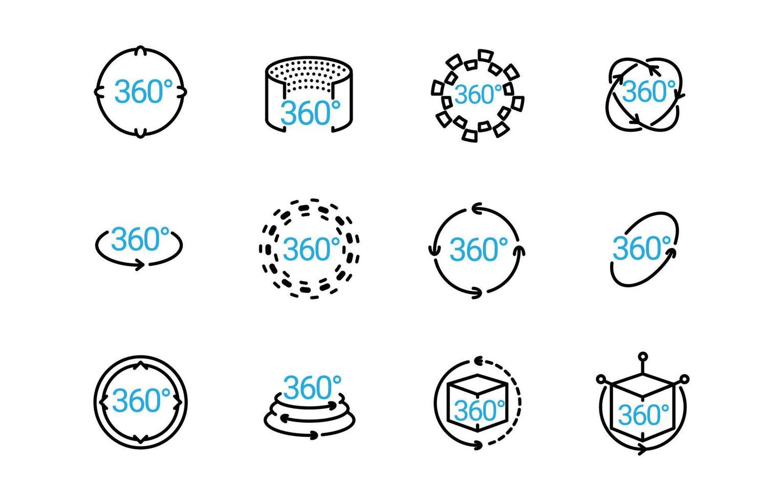 360 graden icoon collectie vector