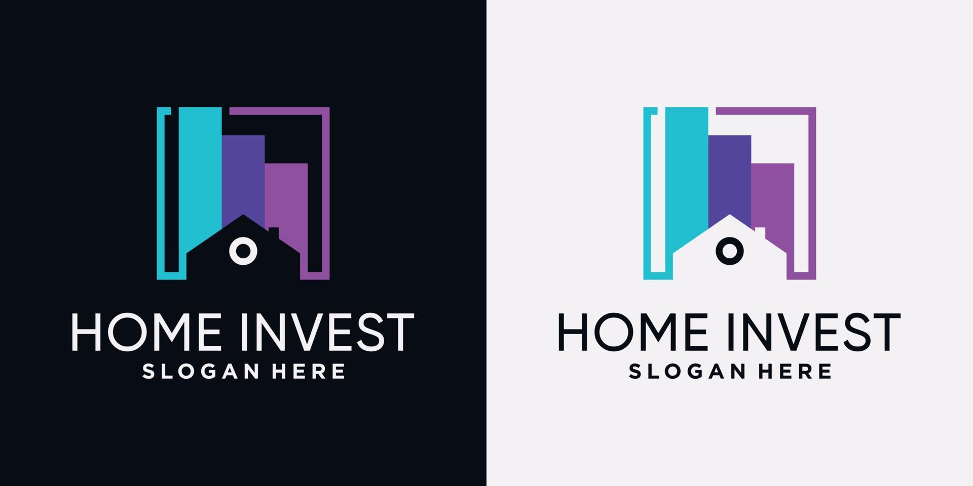 huis investeren logo ontwerpsjabloon met creatief concept vector