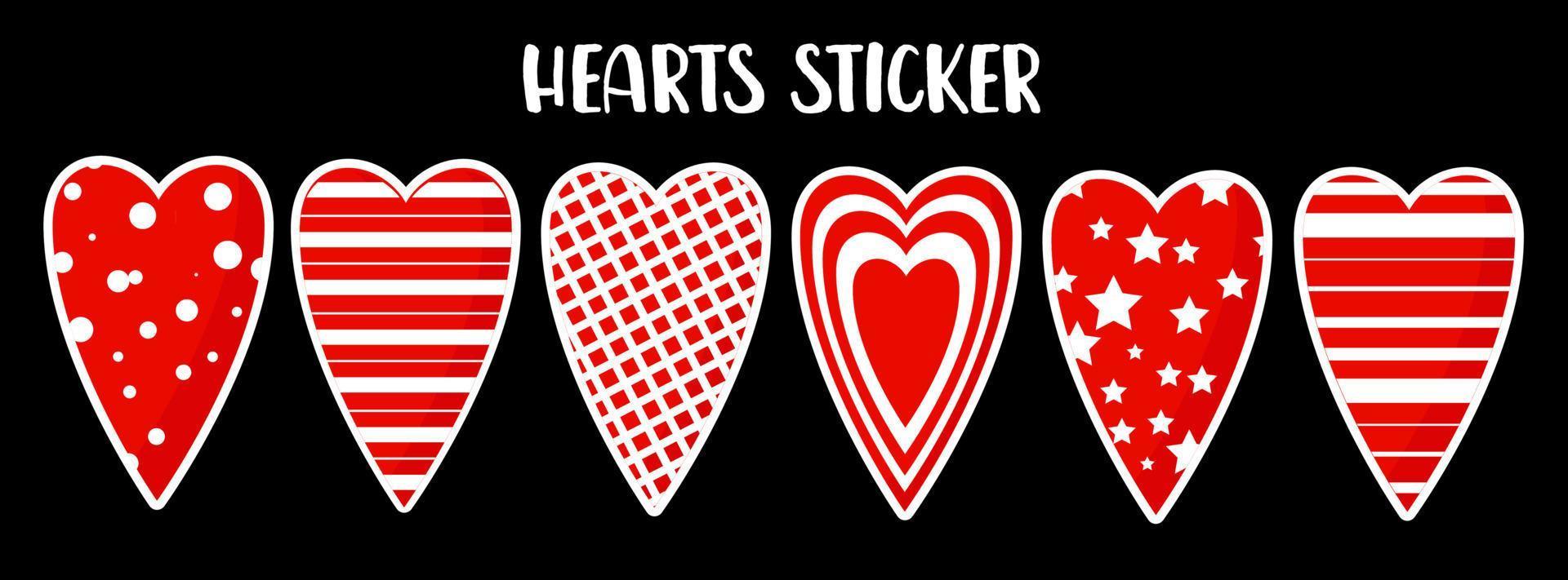 kaart voor Valentijnsdag. leuke cartoonharten. set stickers met harten. vector