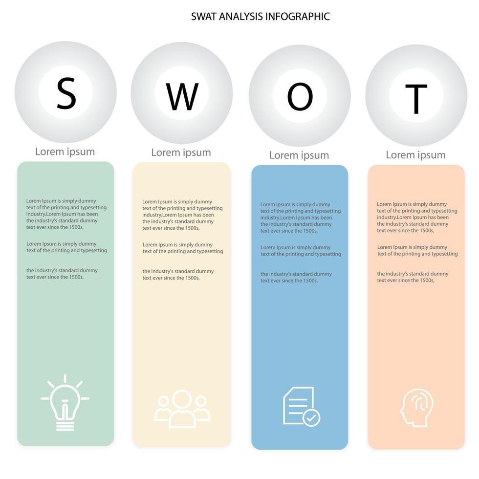 vector swot-analyseconcept voor bedrijfstechnologie en onderwijsmarketingstrategie