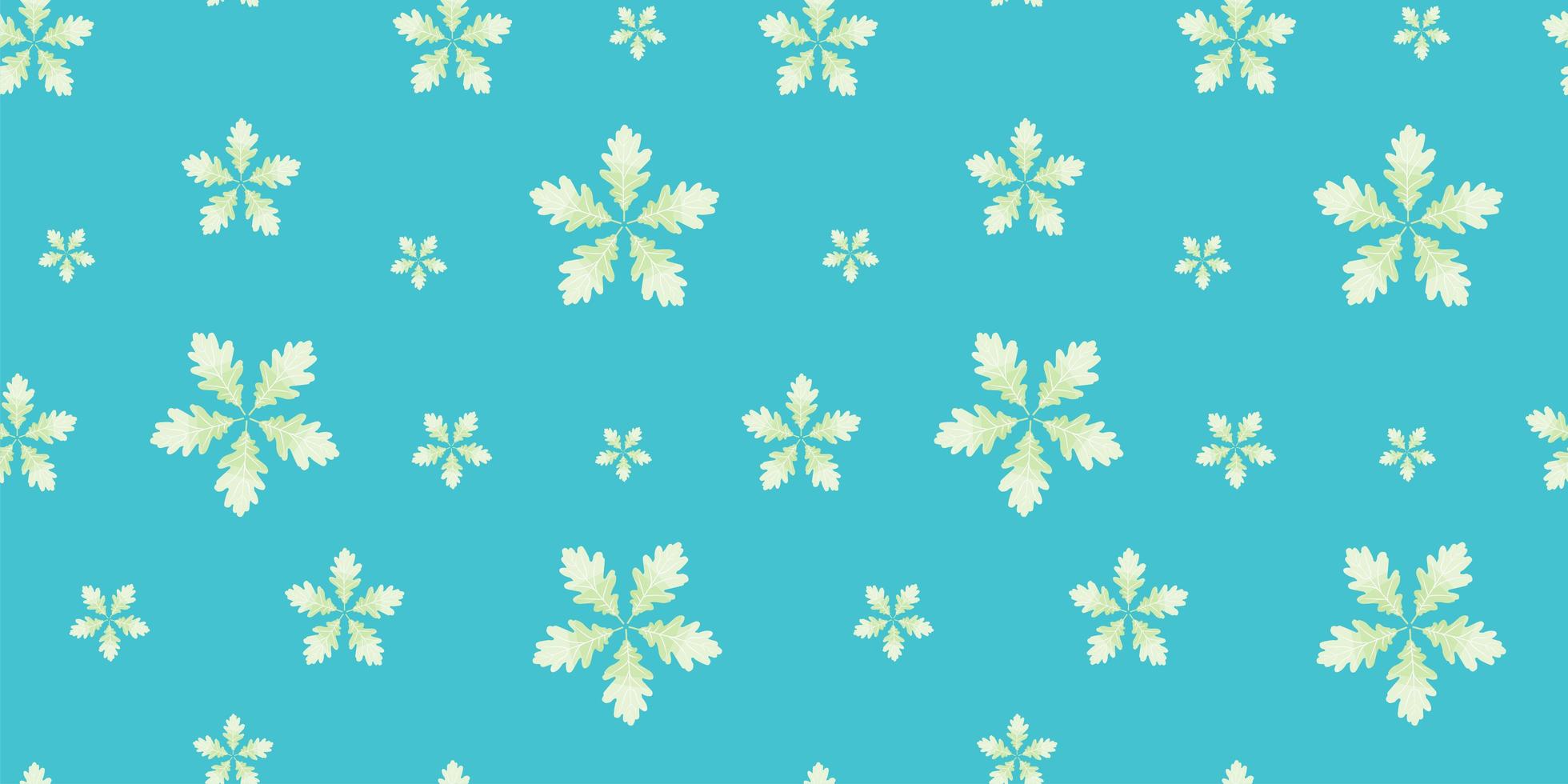 blauw patroon met witte bladbloemen vector