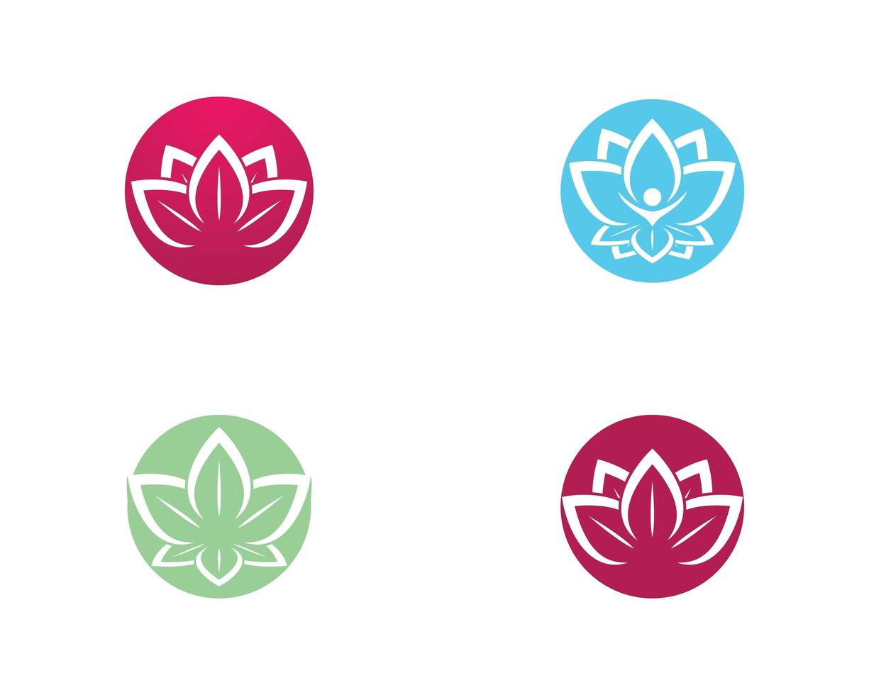 lotusbloem in cirkels icon set vector