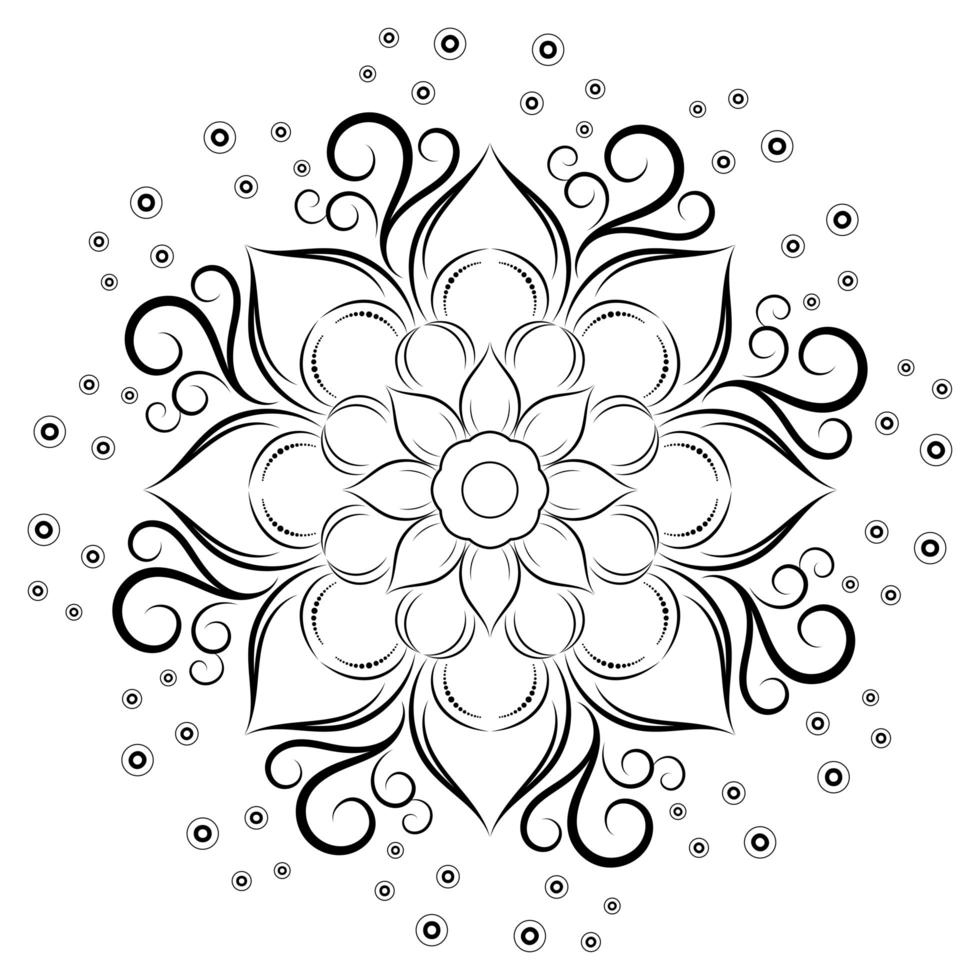 mandala bloem met krul details vector