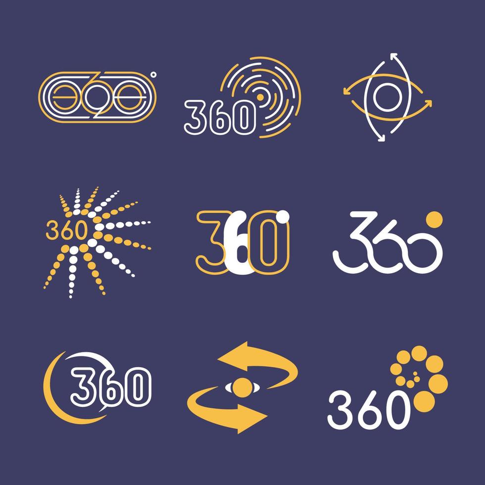 moderne logoset voor 360-technologie vector