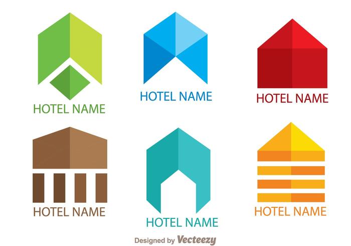 Kleurrijke Eenvoudige Hotels Logo Vectoren