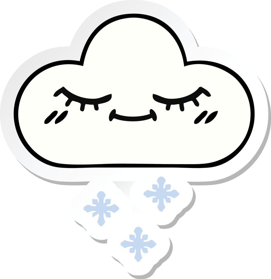 sticker van een schattige cartoon sneeuwwolk vector