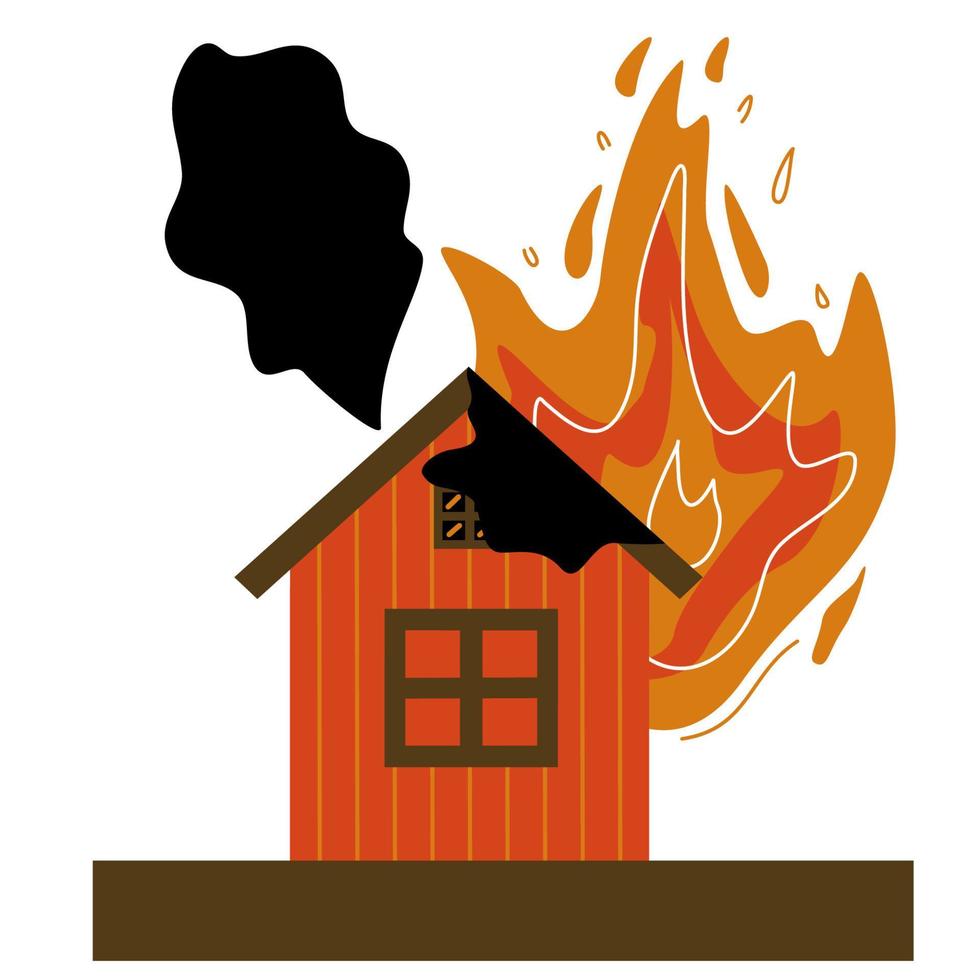 brand in huis. huis veiligheidsconcept. platte vectorillustratie. vector