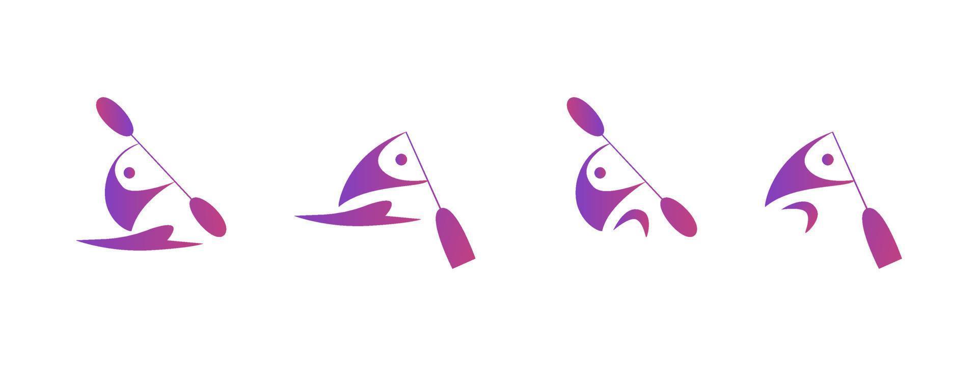 kajakken kano sprint sport logo icon set vector
