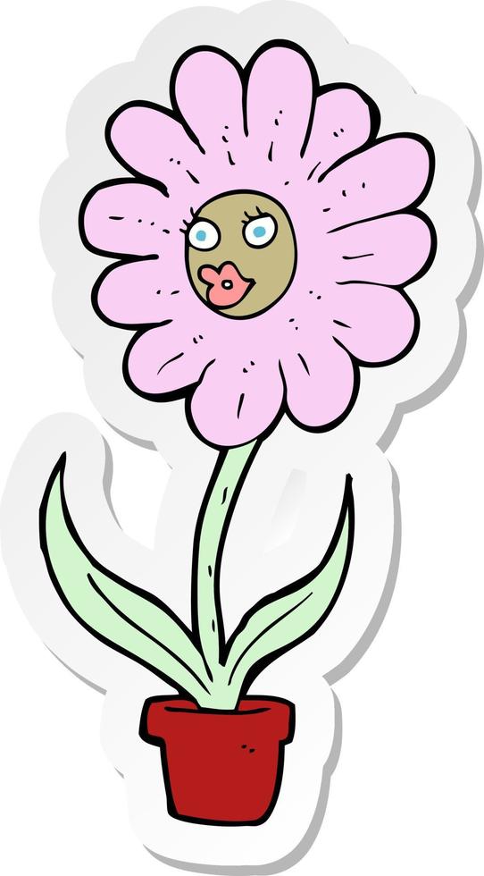 sticker van een cartoonbloem vector