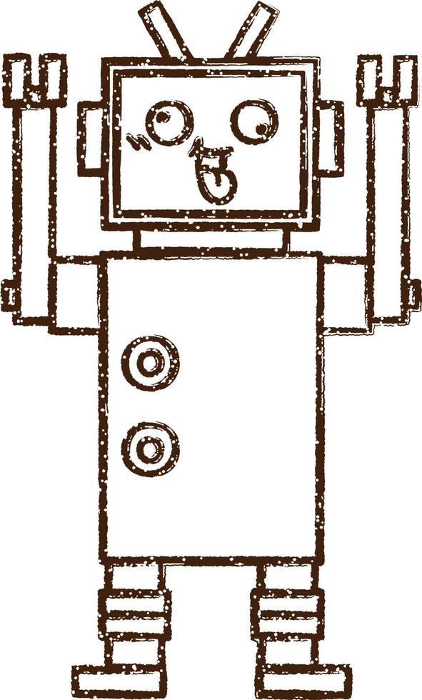 robot houtskool tekening vector