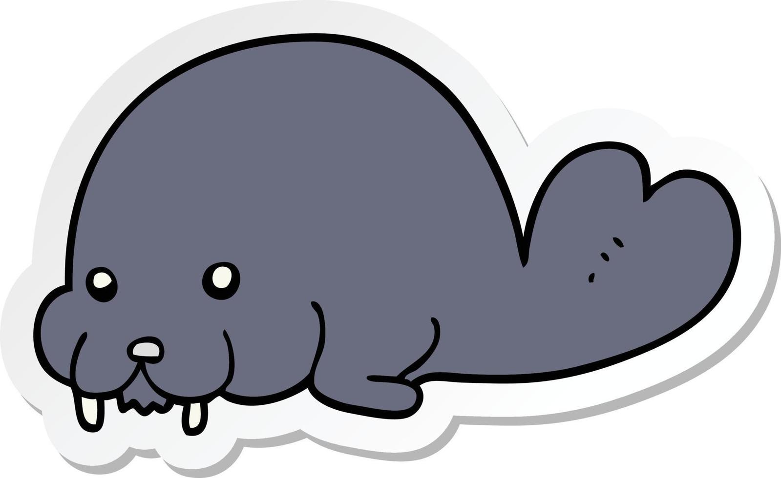 sticker van een schattige cartoon walrus vector