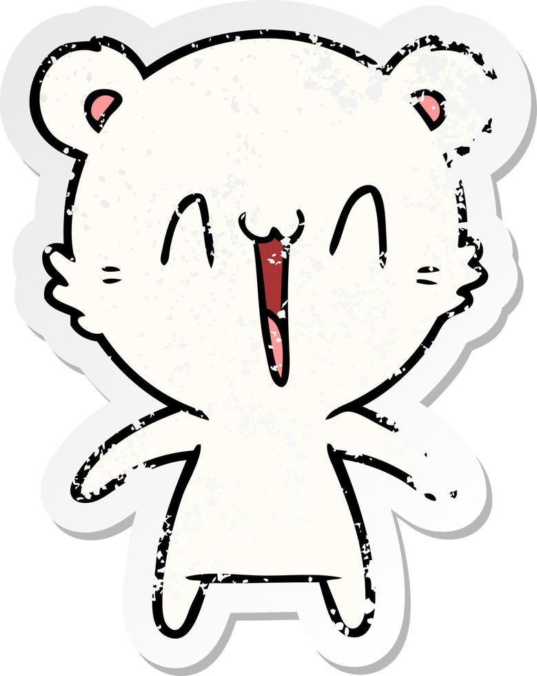 verontruste sticker van een vrolijke ijsbeercartoon vector