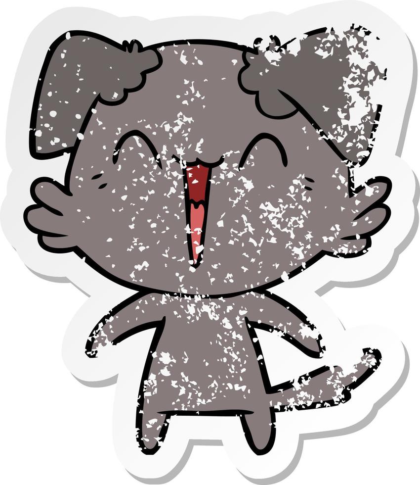 verontruste sticker van een vrolijke kleine hond cartoon vector