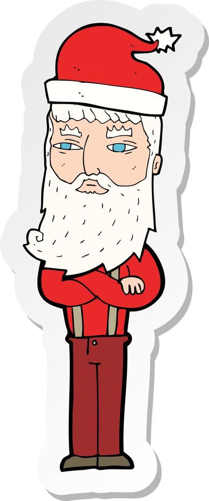 sticker van een cartoon hipster santa vector