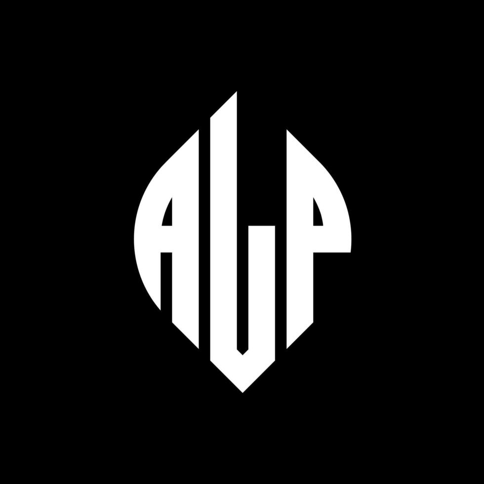 alp cirkel letter logo ontwerp met cirkel en ellipsvorm. alp ellips letters met typografische stijl. de drie initialen vormen een cirkellogo. alp cirkel embleem abstracte monogram brief mark vector. vector