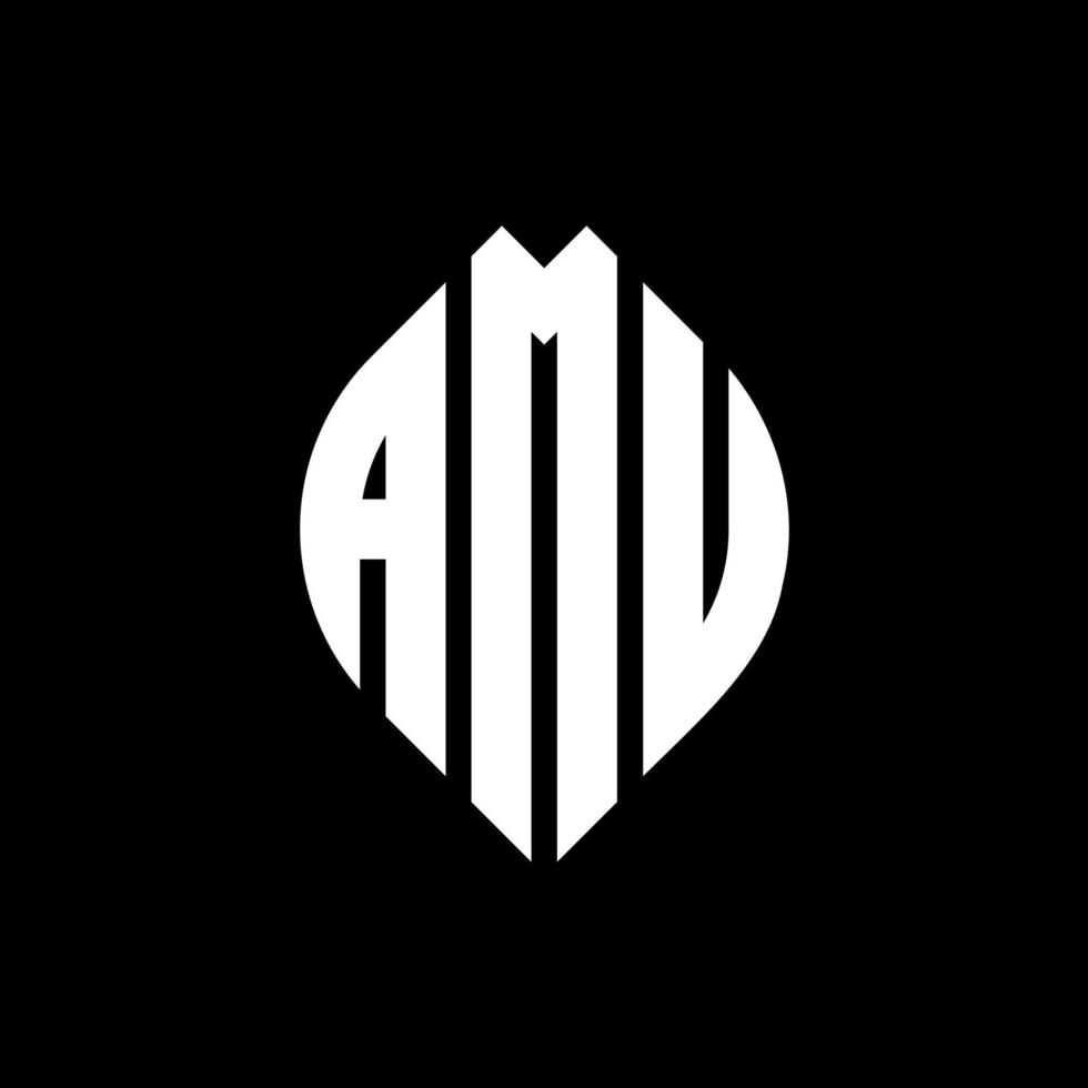 amu cirkel letter logo ontwerp met cirkel en ellipsvorm. amu-ellipsletters met typografische stijl. de drie initialen vormen een cirkellogo. amu cirkel embleem abstracte monogram brief mark vector. vector