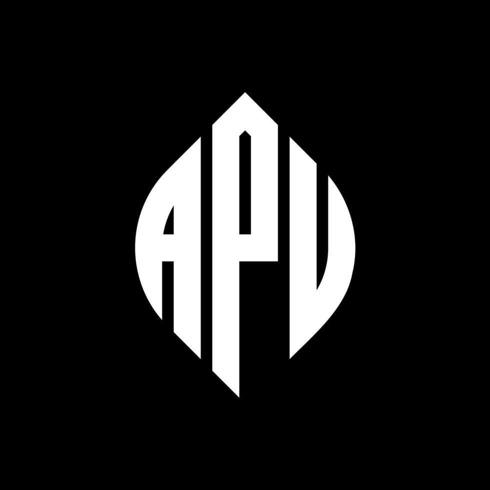 apu cirkel letter logo ontwerp met cirkel en ellipsvorm. apu ellipsletters met typografische stijl. de drie initialen vormen een cirkellogo. apu cirkel embleem abstracte monogram brief mark vector. vector