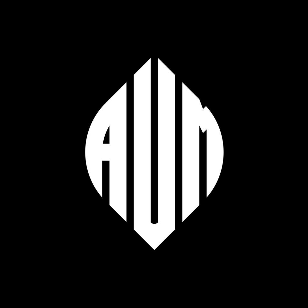 aum cirkel letter logo ontwerp met cirkel en ellipsvorm. aum ellipsletters met typografische stijl. de drie initialen vormen een cirkellogo. aum cirkel embleem abstracte monogram brief mark vector. vector