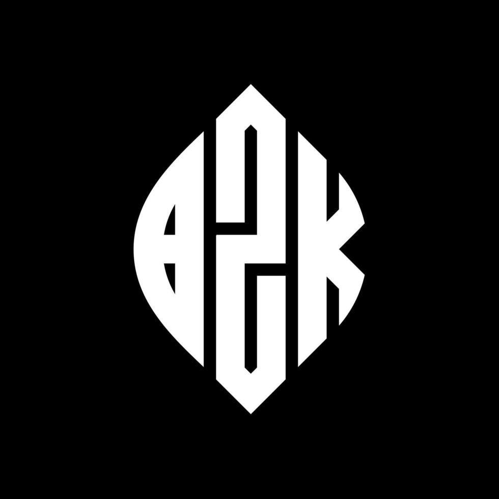 bzk cirkel letter logo ontwerp met cirkel en ellipsvorm. bzk ellipsletters met typografische stijl. de drie initialen vormen een cirkellogo. bzk cirkel embleem abstracte monogram brief mark vector. vector