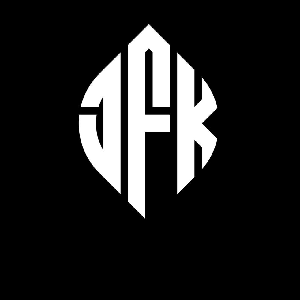 jfk cirkel letter logo-ontwerp met cirkel en ellipsvorm. jfk ellipsletters met typografische stijl. de drie initialen vormen een cirkellogo. jfk cirkel embleem abstracte monogram brief mark vector. vector