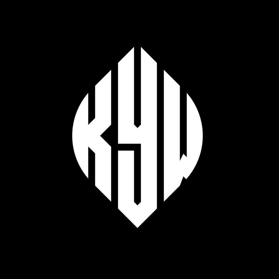 kyw cirkel letter logo ontwerp met cirkel en ellipsvorm. kyw ellipsletters met typografische stijl. de drie initialen vormen een cirkellogo. kyw cirkel embleem abstracte monogram brief mark vector. vector