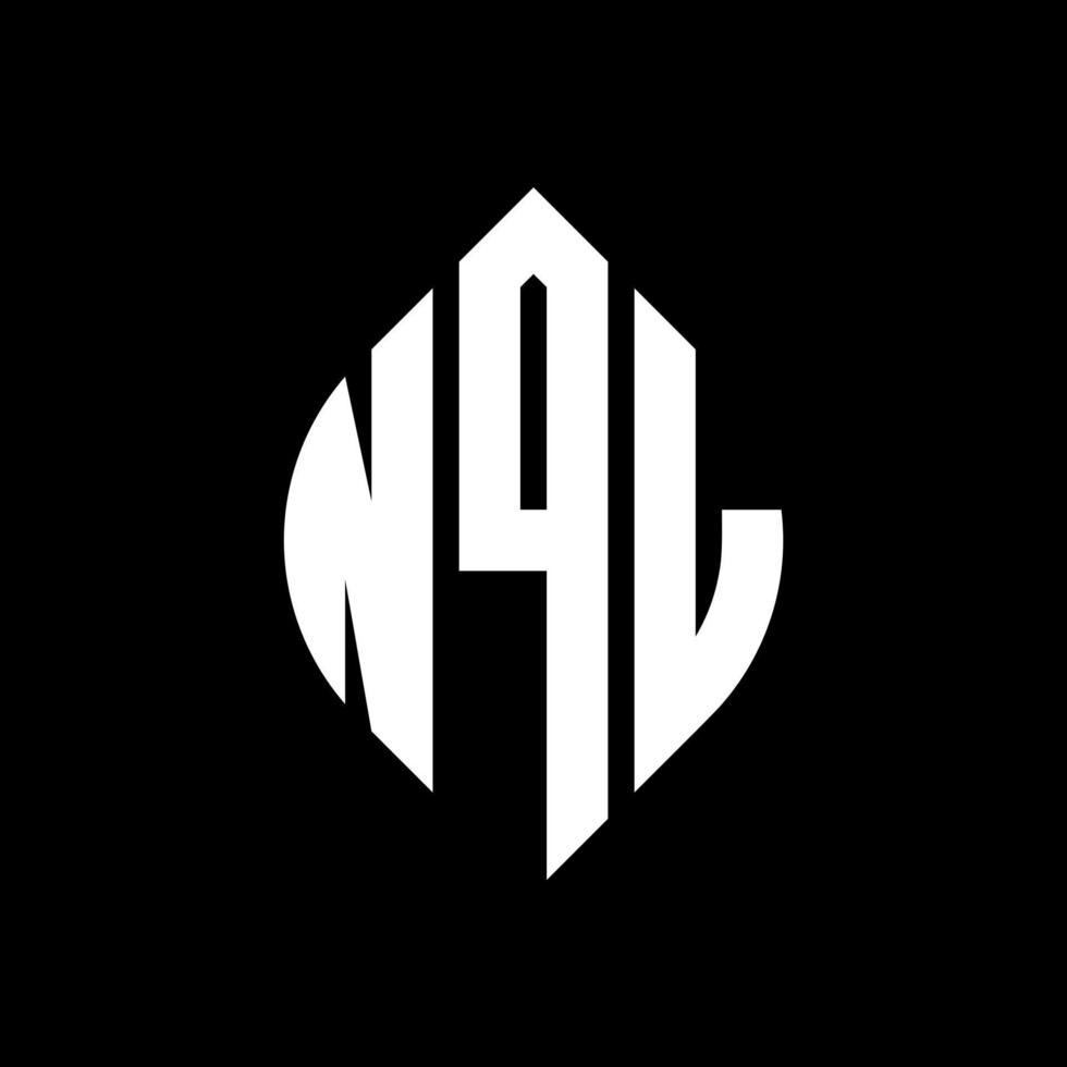 nql cirkel letter logo-ontwerp met cirkel en ellipsvorm. nql ellipsletters met typografische stijl. de drie initialen vormen een cirkellogo. nql cirkel embleem abstracte monogram brief mark vector. vector