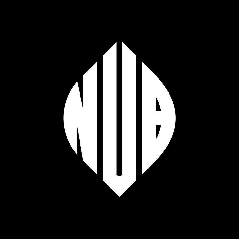 nub cirkel letter logo ontwerp met cirkel en ellipsvorm. nub ellips letters met typografische stijl. de drie initialen vormen een cirkellogo. nub cirkel embleem abstracte monogram brief mark vector. vector