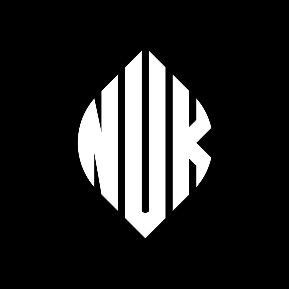 nuk cirkel letter logo ontwerp met cirkel en ellipsvorm. nuk ellipsletters met typografische stijl. de drie initialen vormen een cirkellogo. nuk cirkel embleem abstracte monogram brief mark vector. vector