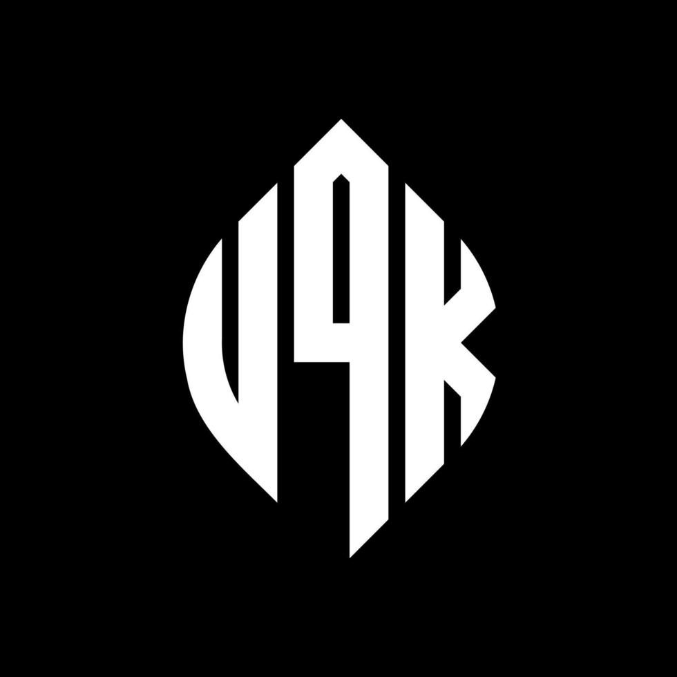 uqk cirkel letter logo ontwerp met cirkel en ellipsvorm. uqk ellipsletters met typografische stijl. de drie initialen vormen een cirkellogo. uqk cirkel embleem abstracte monogram brief mark vector. vector