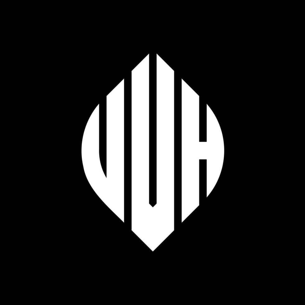 uvh cirkel letter logo ontwerp met cirkel en ellipsvorm. uvh ellipsletters met typografische stijl. de drie initialen vormen een cirkellogo. uvh cirkel embleem abstracte monogram brief mark vector. vector