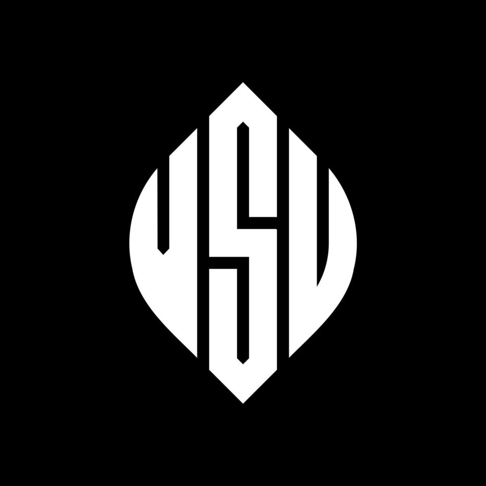 vsu cirkel letter logo ontwerp met cirkel en ellipsvorm. vsu ellipsletters met typografische stijl. de drie initialen vormen een cirkellogo. vsu cirkel embleem abstracte monogram brief mark vector. vector